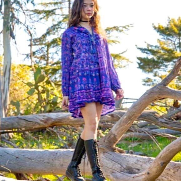 NWT Blue Boheme Sienna Printed Short Dress Indigo OSFM - Picture 1 of 6